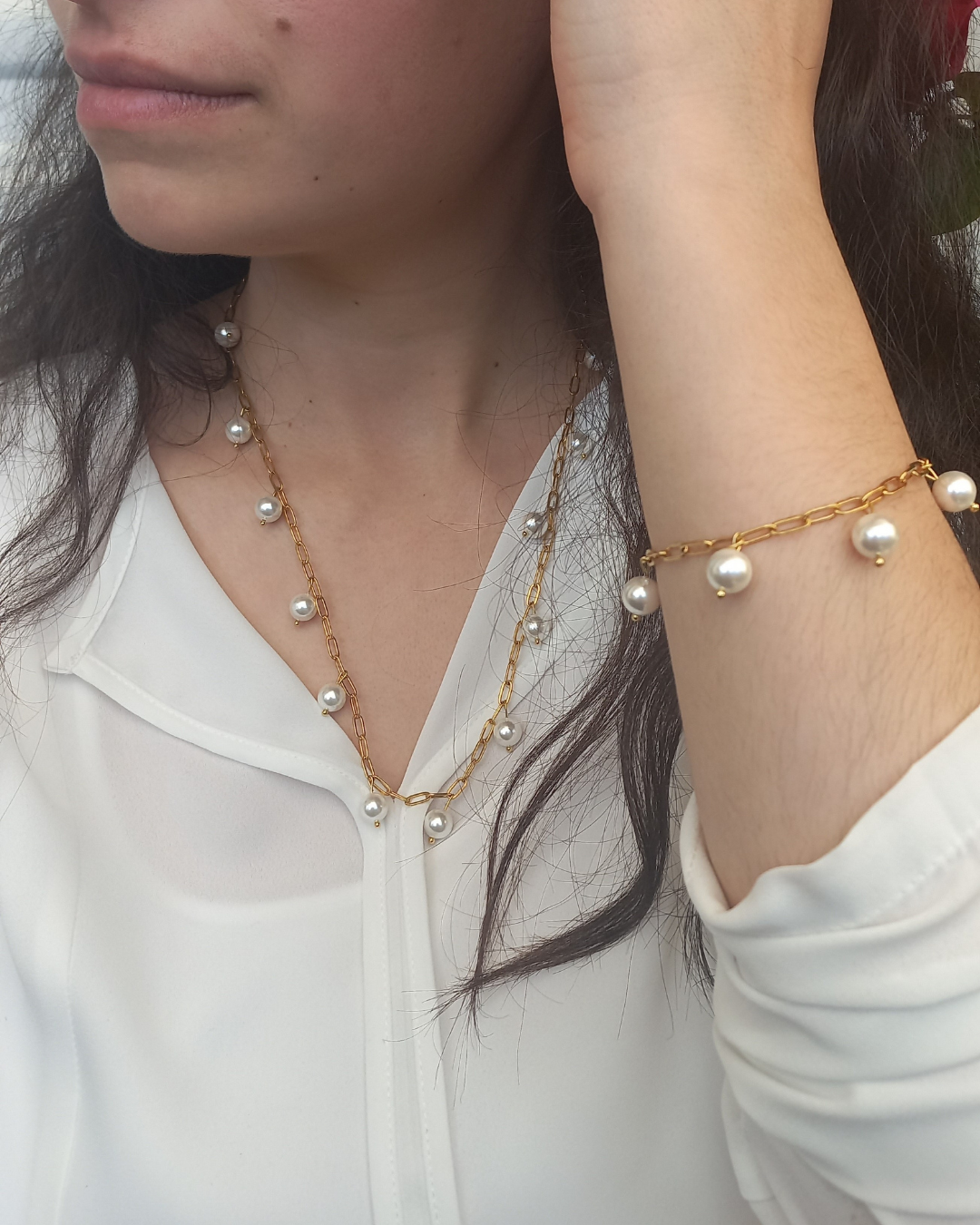 Pulseira Corrente de Pérolas